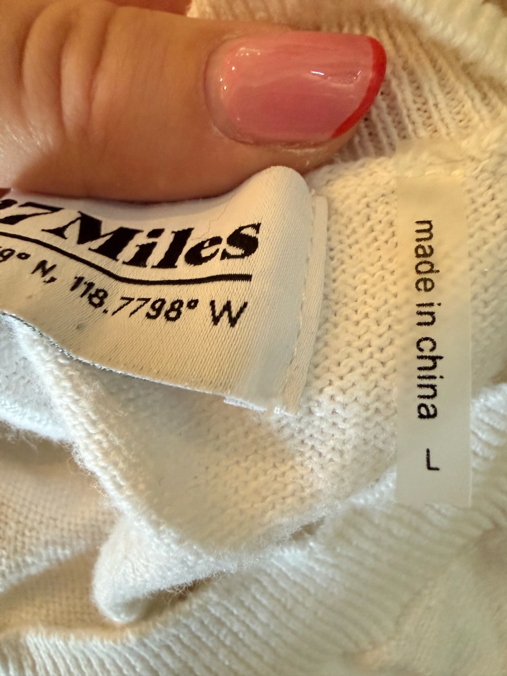 27 Miles V-Neck White Sweater with Metallkc Paint Splatter - Picture 5 of 5